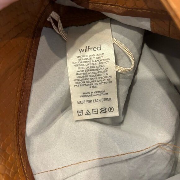 NWT ARITZIA Wilfred Patio Mini Skirt Vegan Python Leather Rich Chestnut Brown 10 - Picture 8 of 9